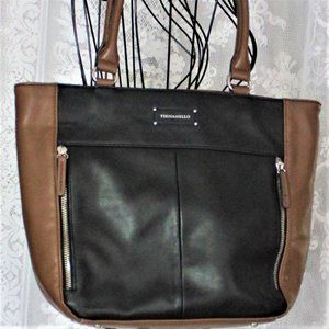 Tignanello Black and Brown Leather Tote/Shoulder Bag